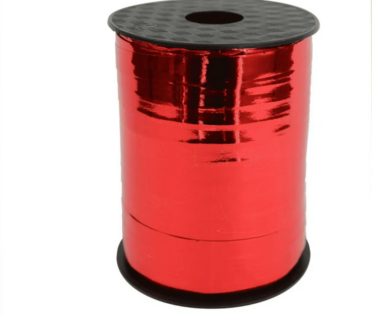 Rot Metallic Geschenkband - Ballonband - Polyband - 10mm x 250m