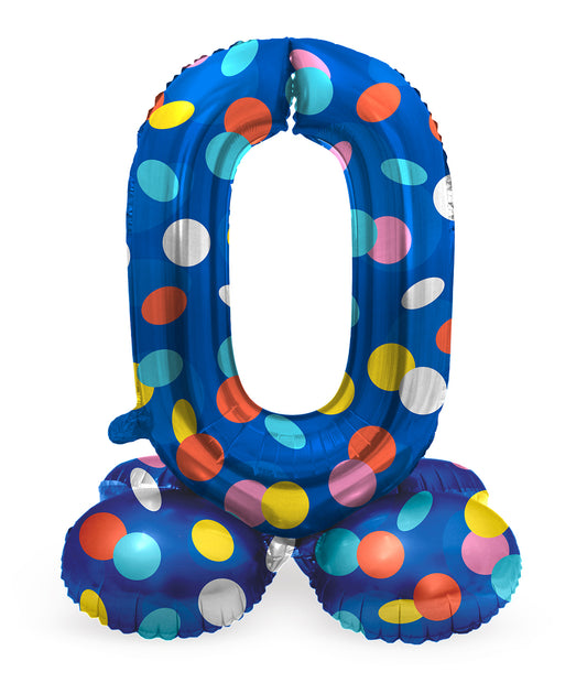 Zahl 0 Colorful Dots Stehender Folienballon - 41 cm