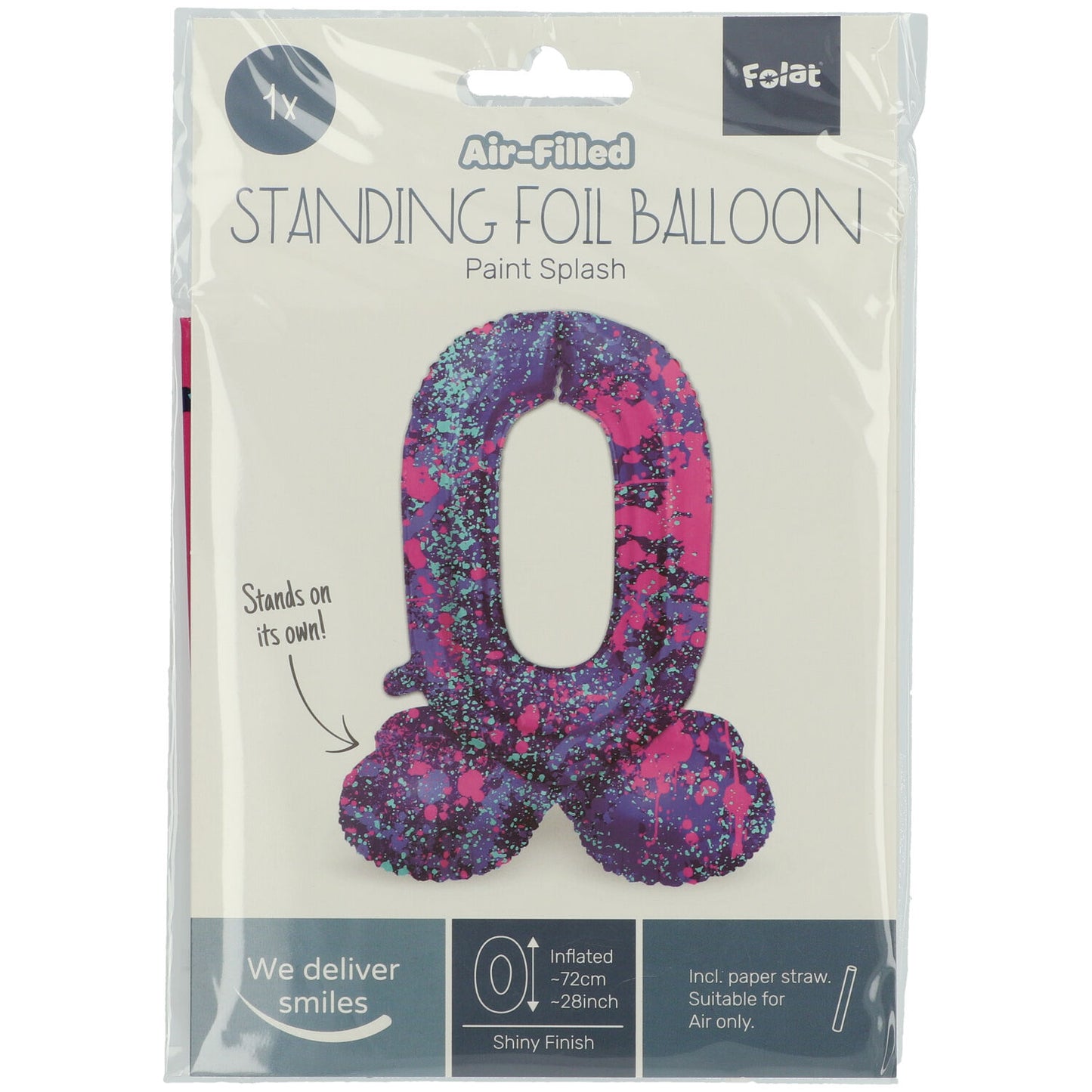 Zahl 0 Paint Splash Stehender Folienballon - 41 cm