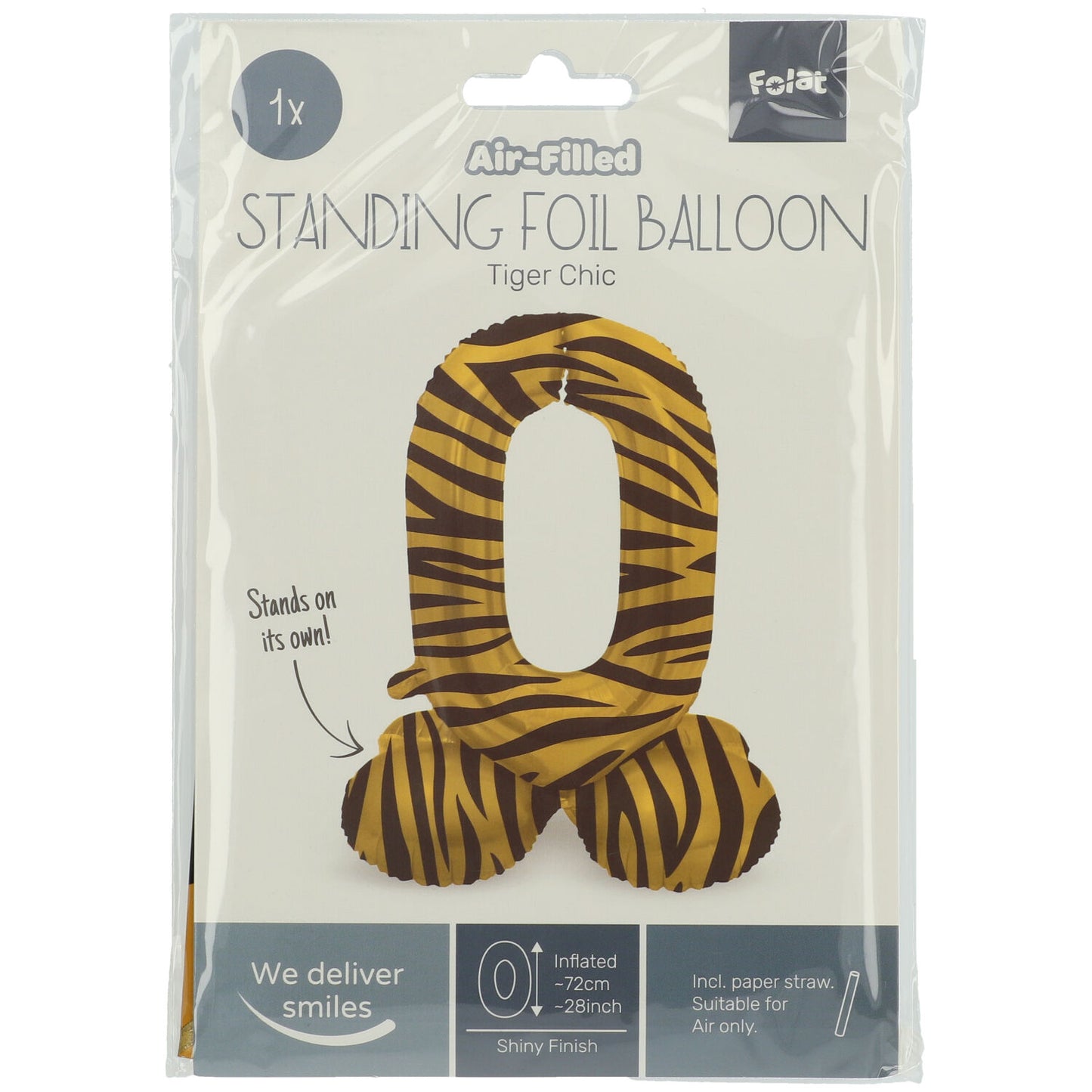 Zahl 0 Tiger Chic Stehender Folienballon