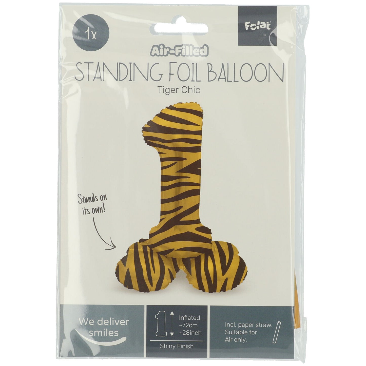 Zahl 1 Tiger Chic Stehender Folienballon