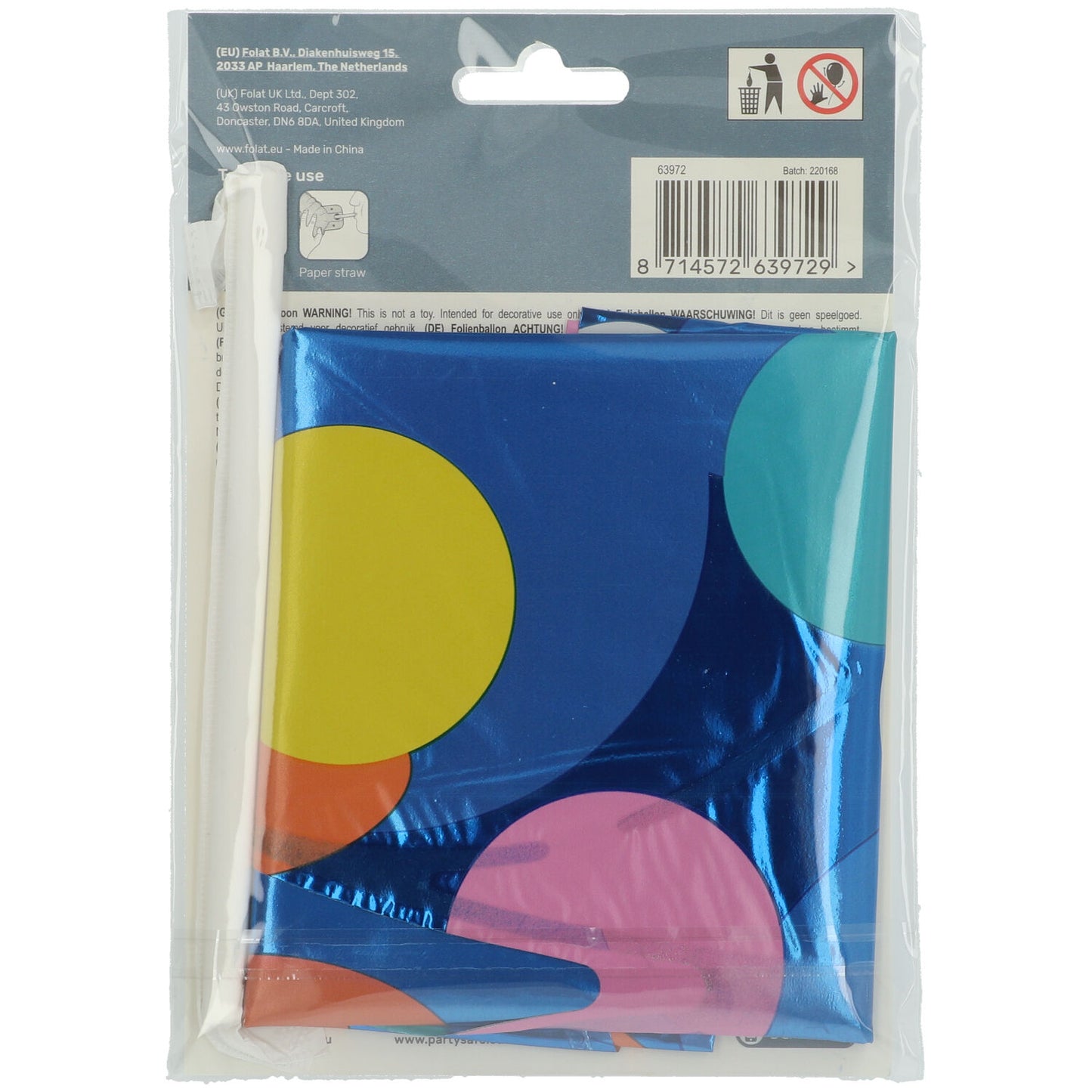 Zahl 2 Colorful Dots Stehender Folienballon