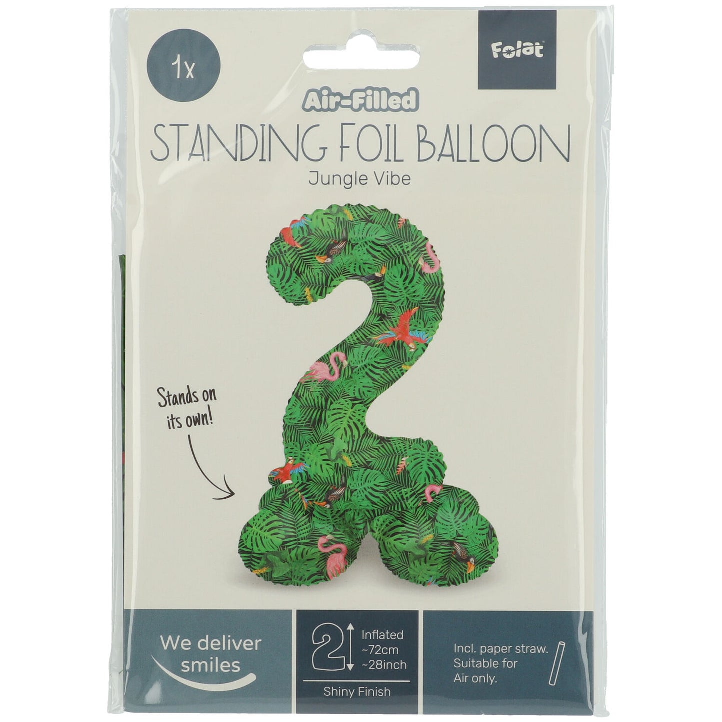 Zahl 2 Jungle Vibe Stehender Folienballon - 41 cm