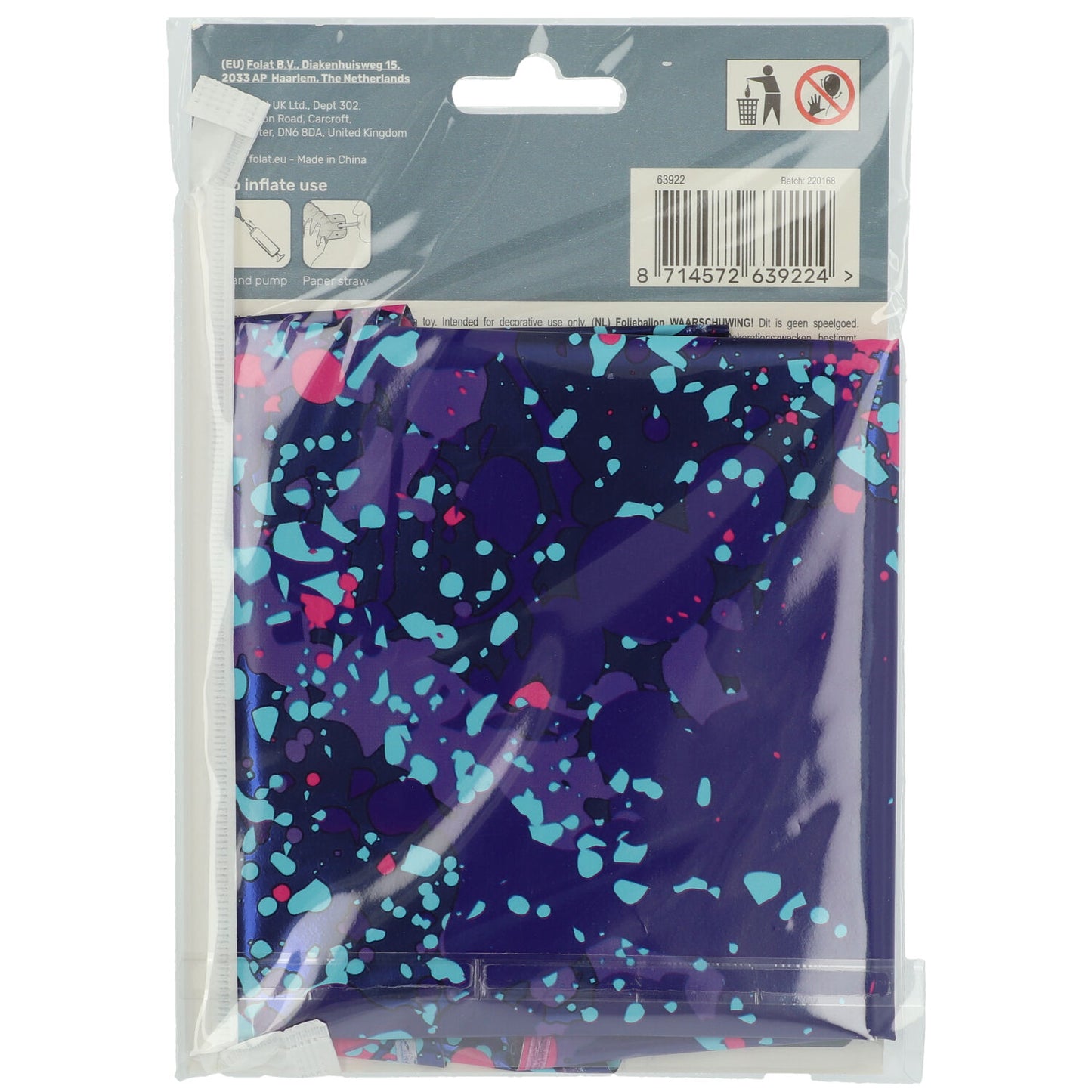 Zahl 2 Paint Splash Stehender Folienballon - 41 cm