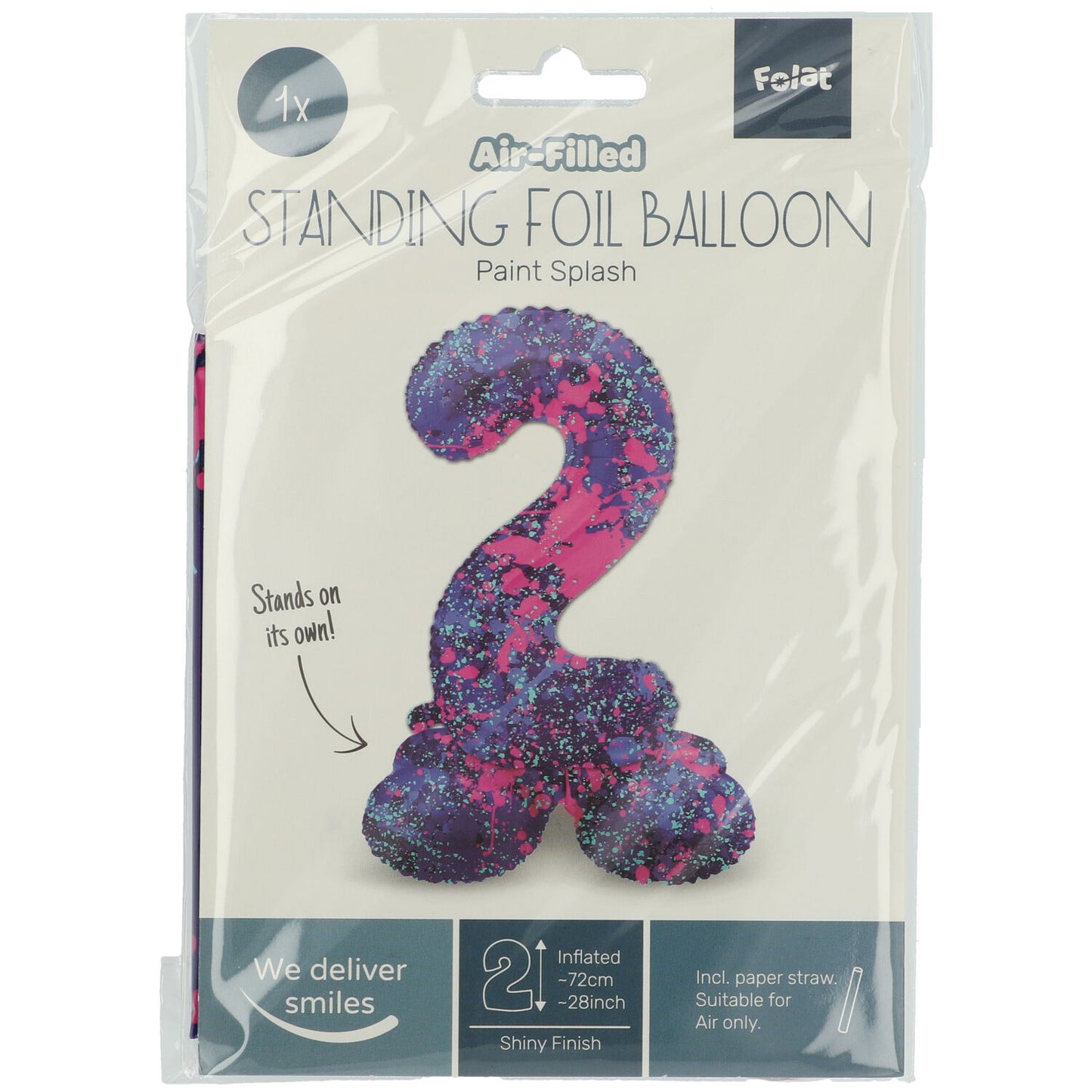 Zahl 2 Paint Splash Stehender Folienballon