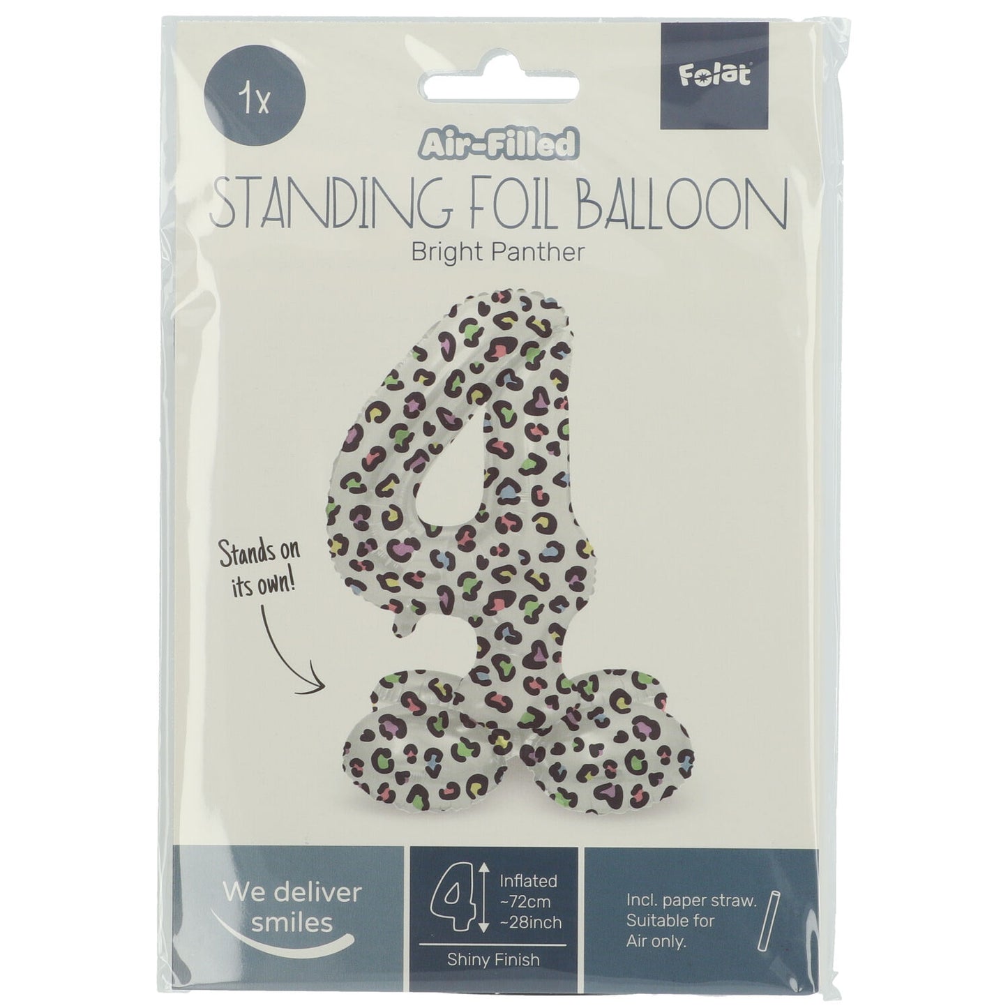 Zahl 4 Bright Panther Stehender Folienballon