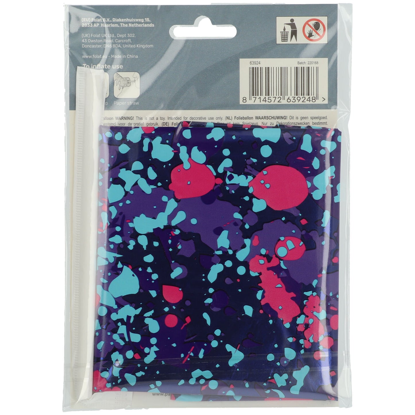 Zahl 4 Paint Splash Stehender Folienballon - 41 cm