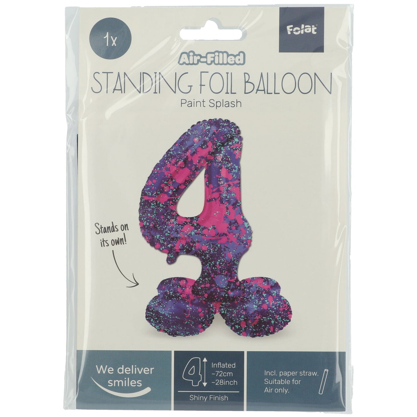 Zahl 4 Paint Splash Stehender Folienballon