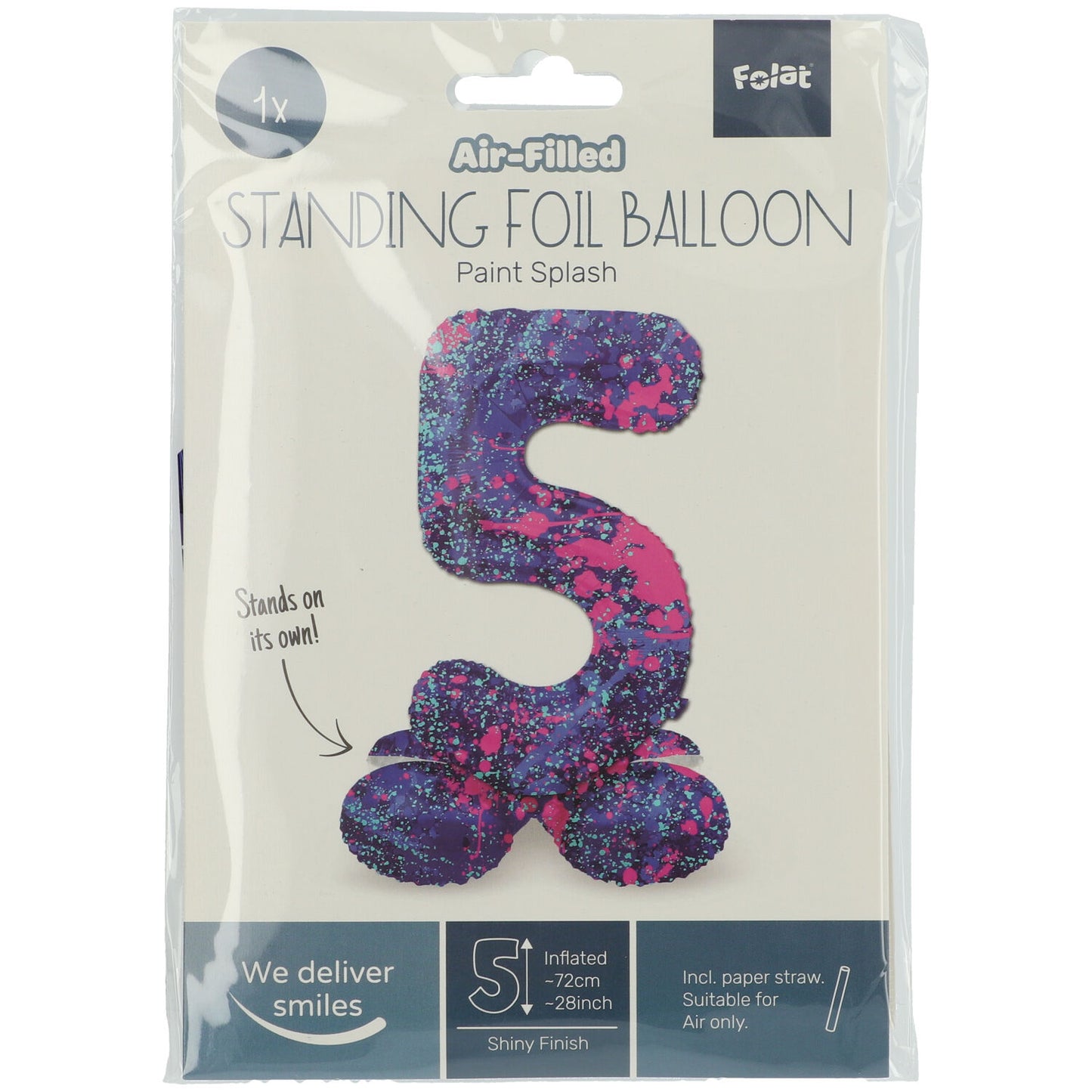 Zahl 5 Paint Splash Stehender Folienballon - 41 cm