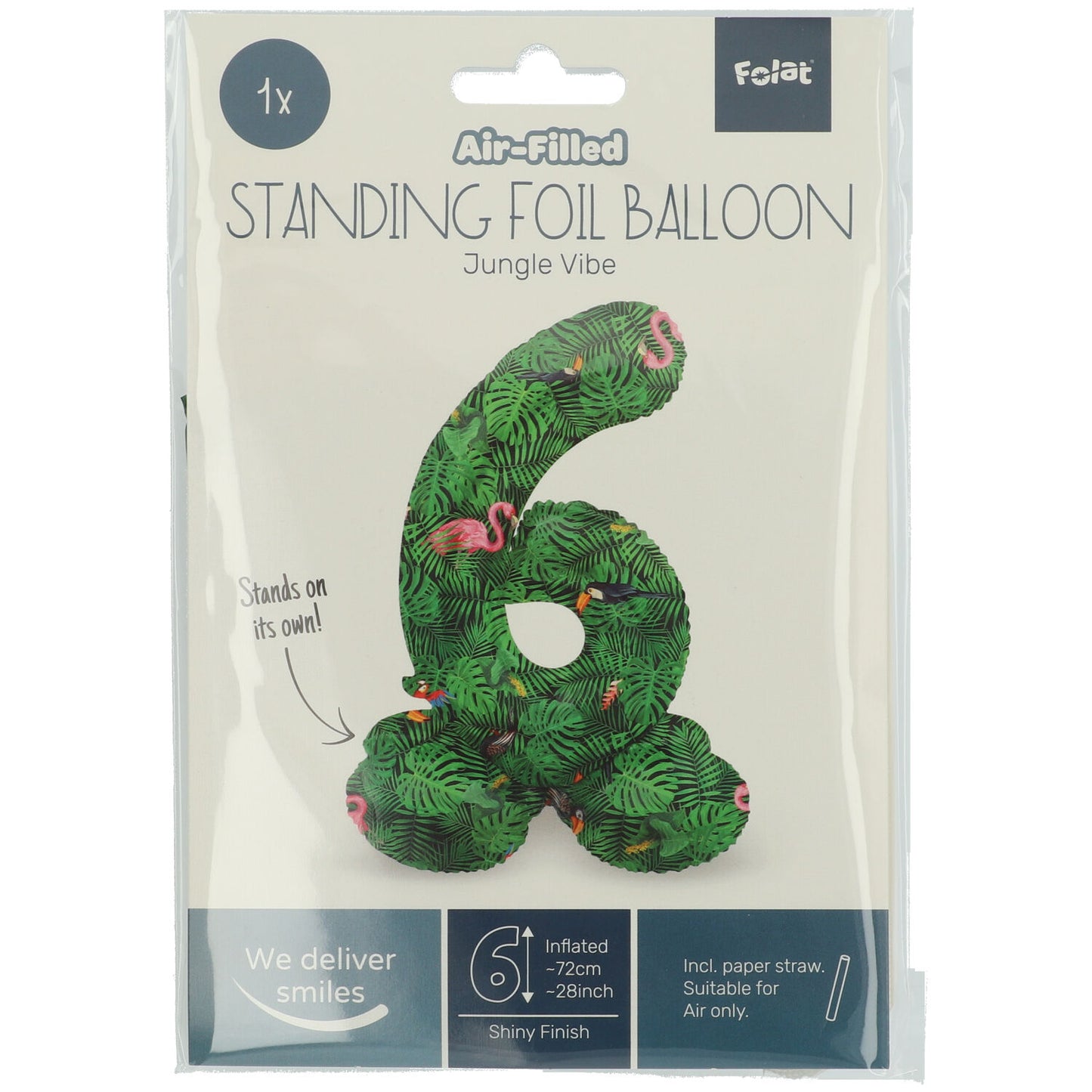 Zahl 6 Jungle Vibe Stehender Folienballon