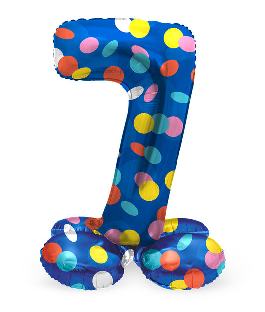 Zahl 7 Colorful Dots Stehender Folienballon