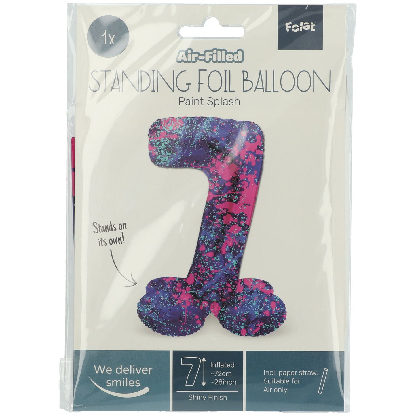 Zahl 7 Paint Splash Stehender Folienballon