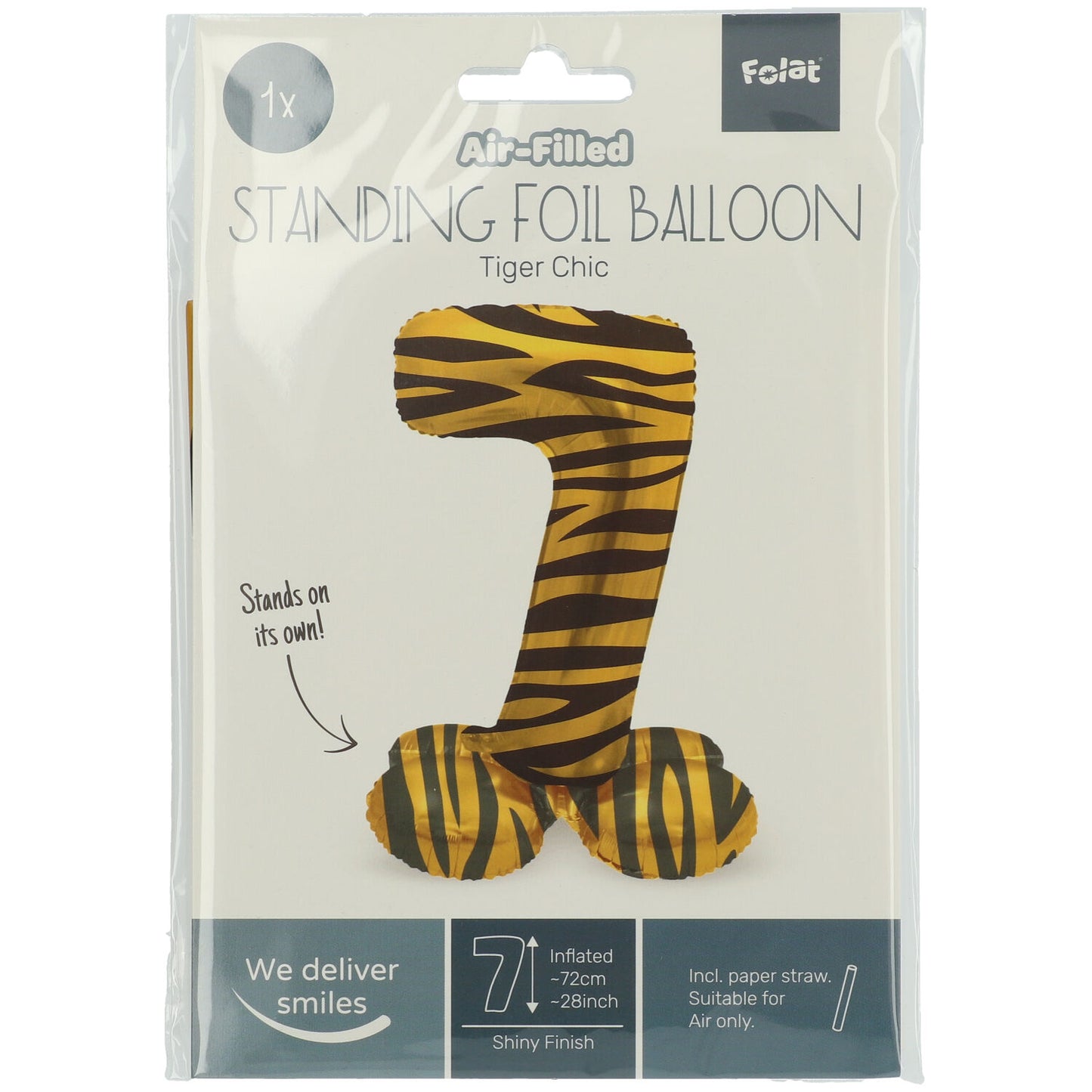 Zahl 7 Tiger Chic Stehender Folienballon