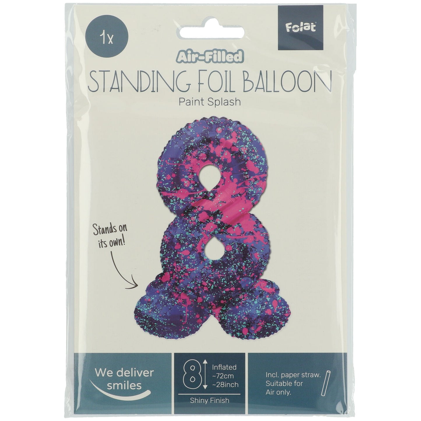 Zahl 8 Paint Splash Stehender Folienballon