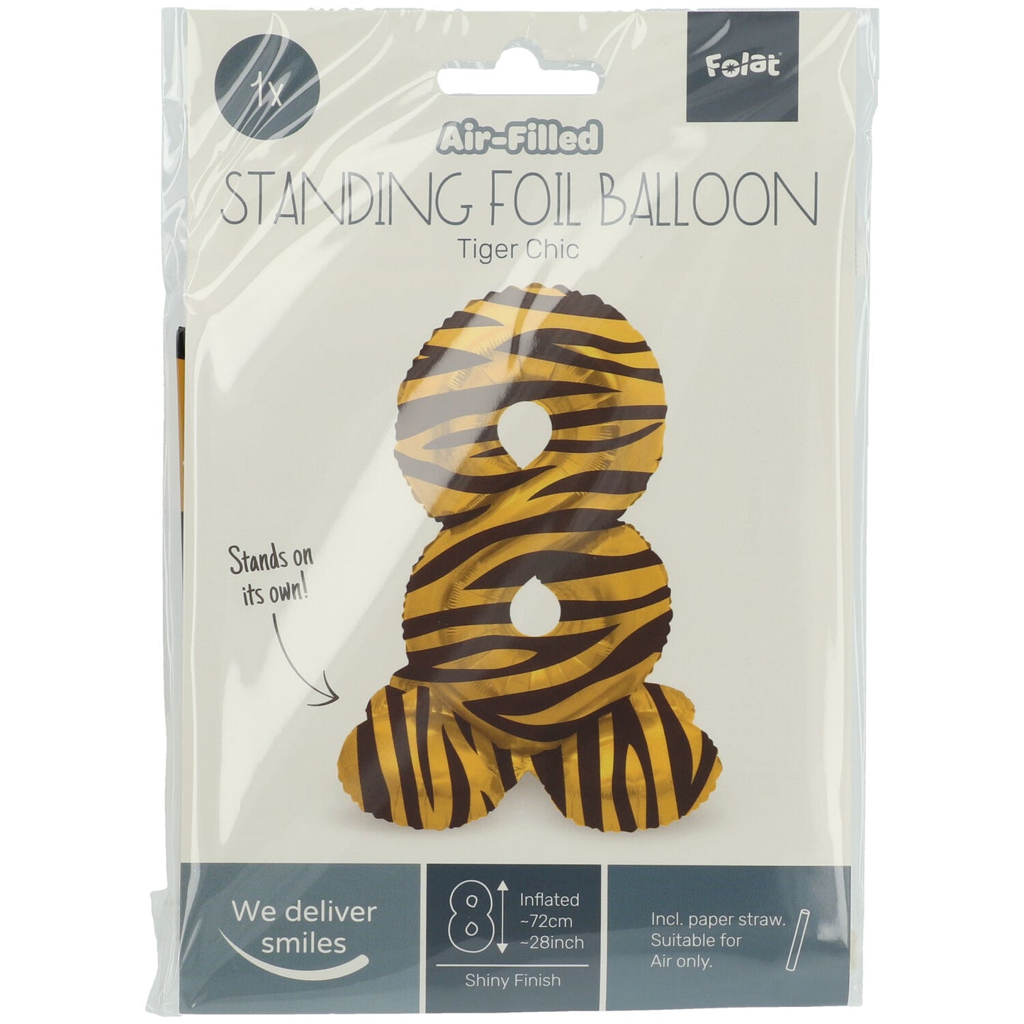 Zahl 8 Tiger Chic Stehender Folienballon