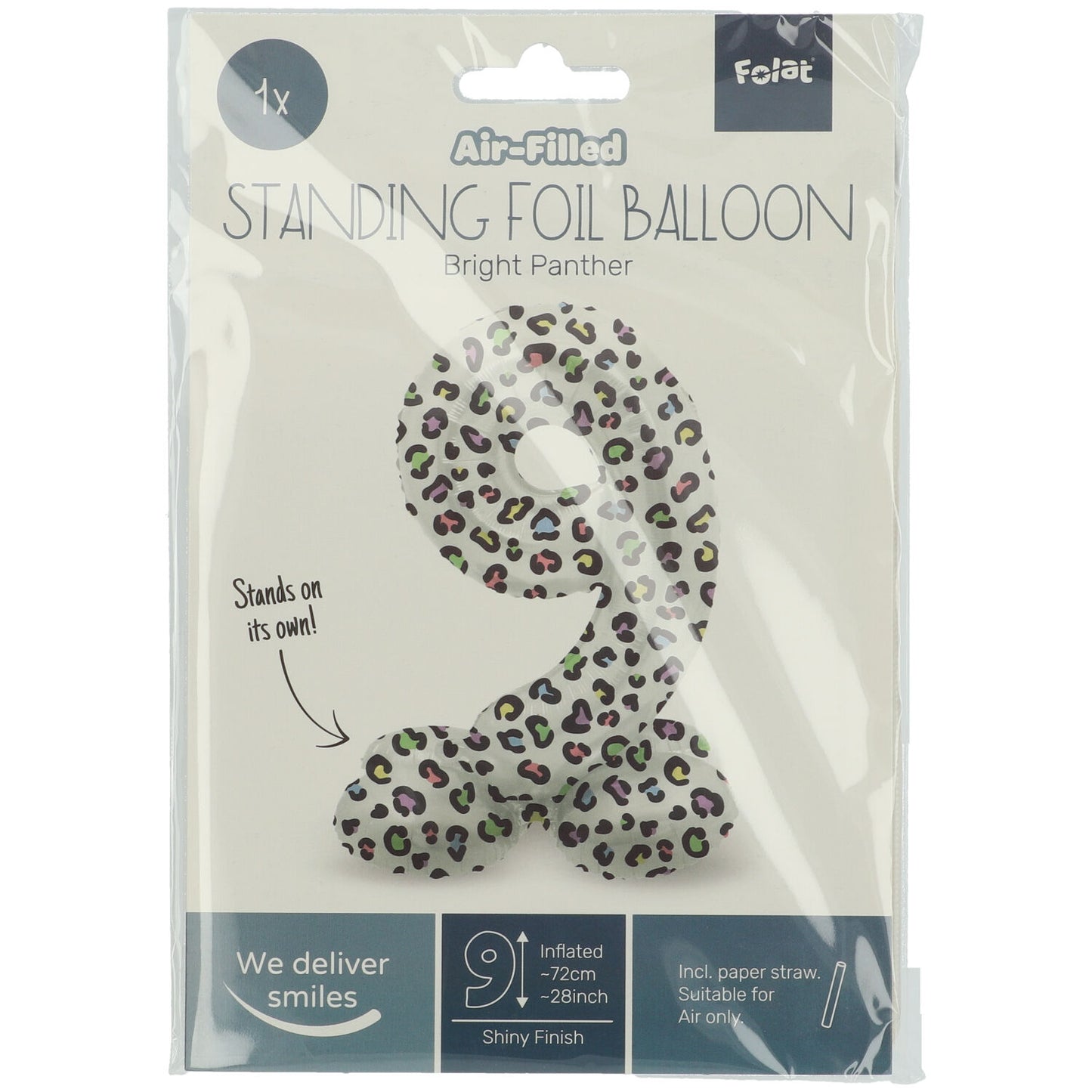 Zahl 9 Bright Panther Stehender Folienballon