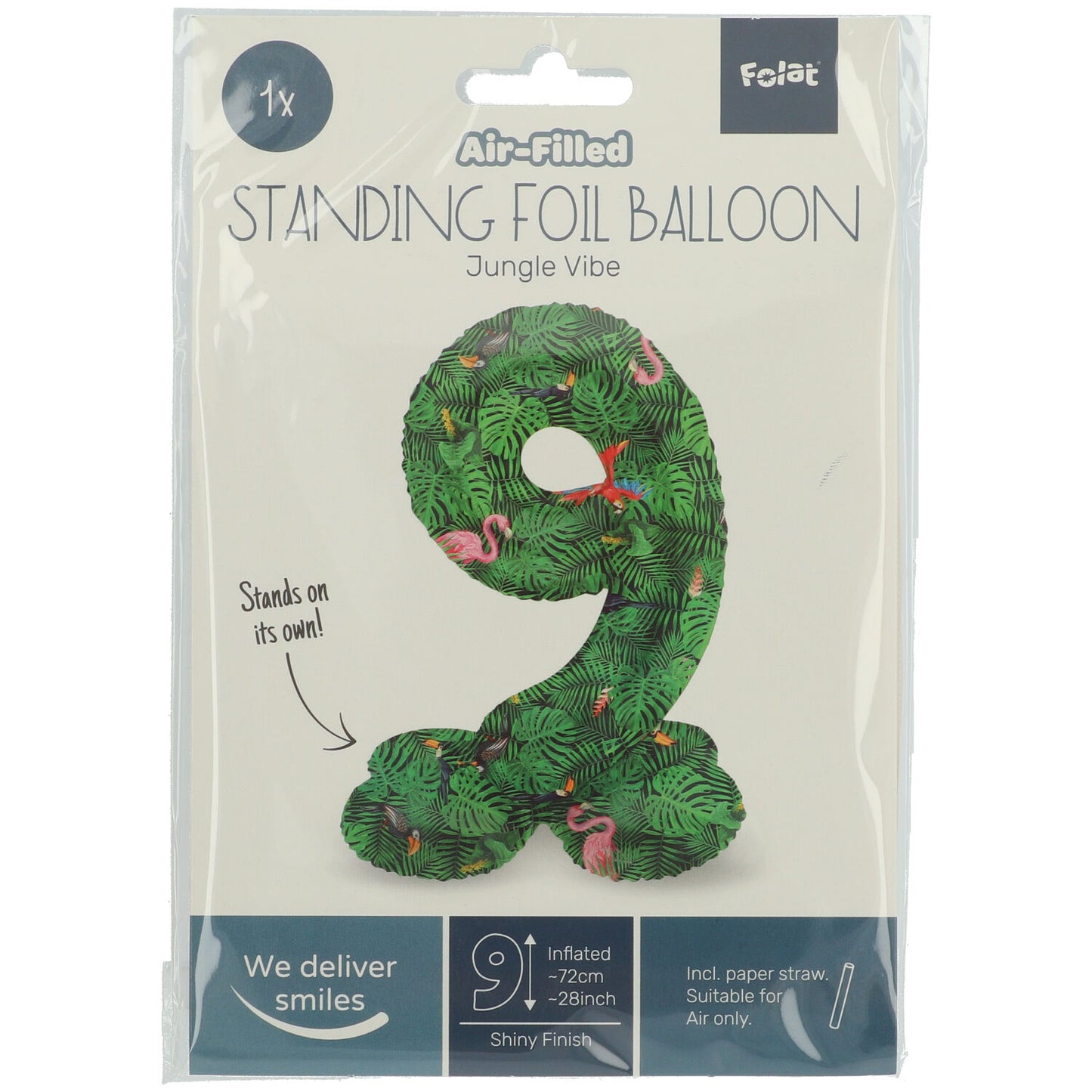 Zahl 9 Jungle Vibe Stehender Folienballon