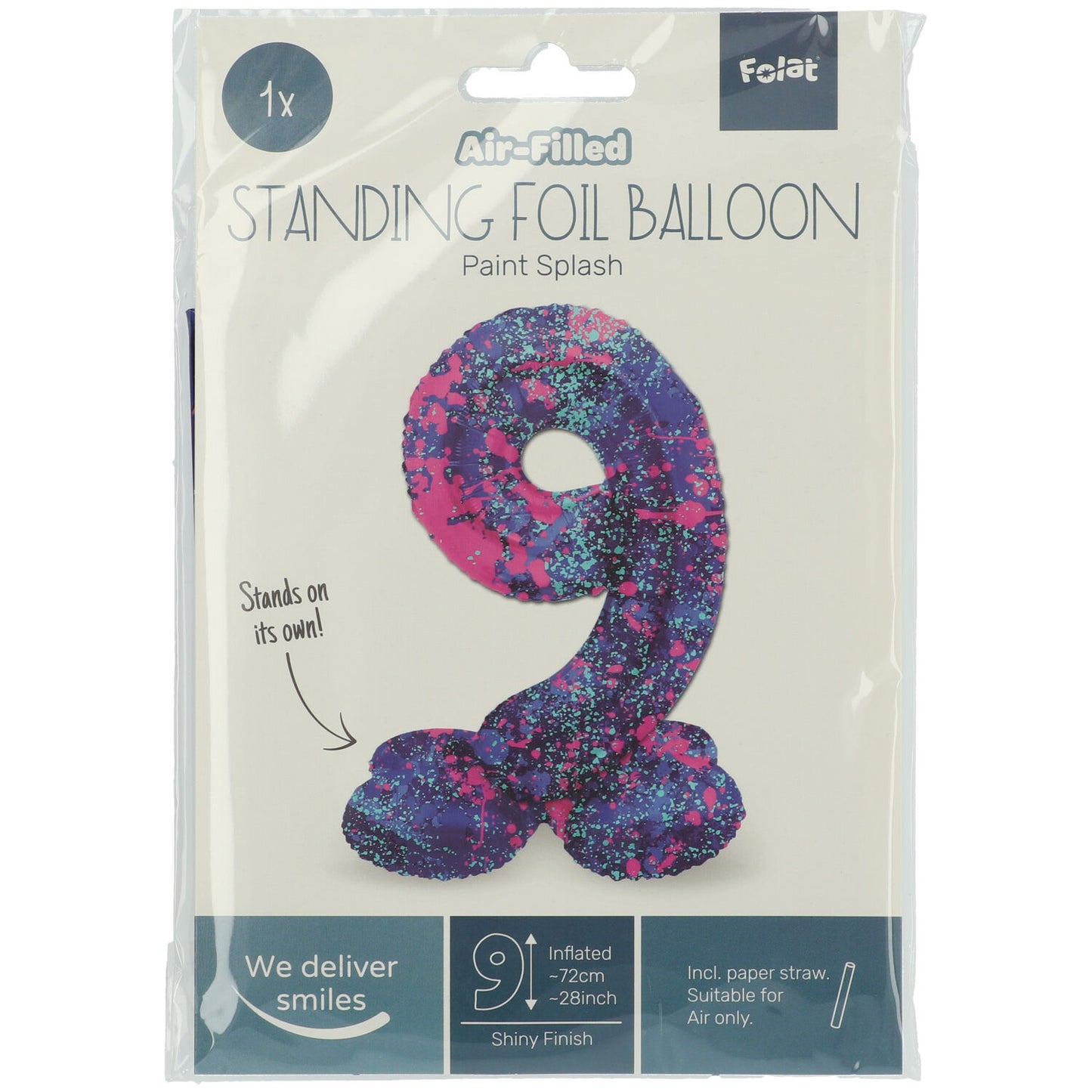 Zahl 9 Paint Splash Stehender Folienballon