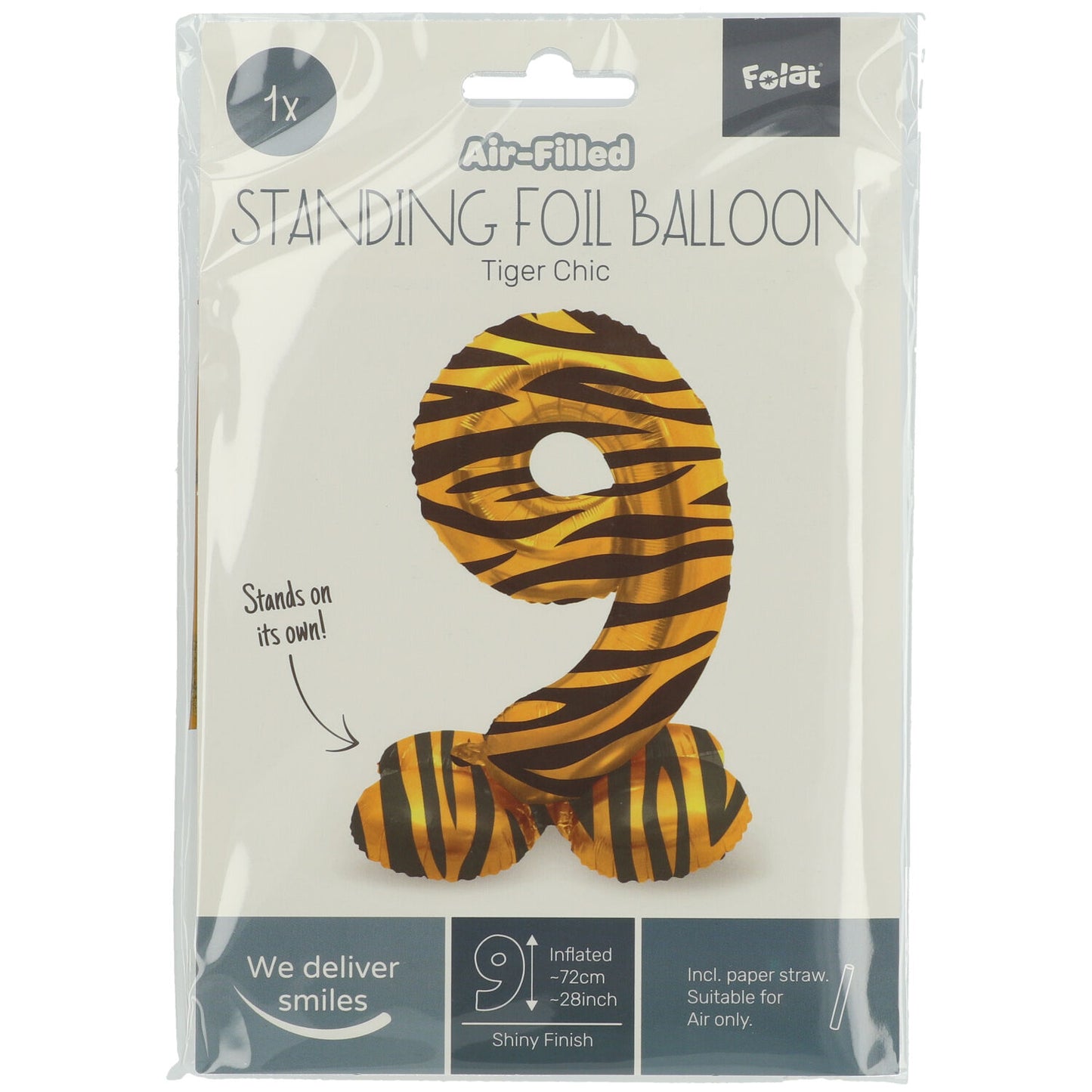 Zahl 9 Tiger Chic Stehender Folienballon